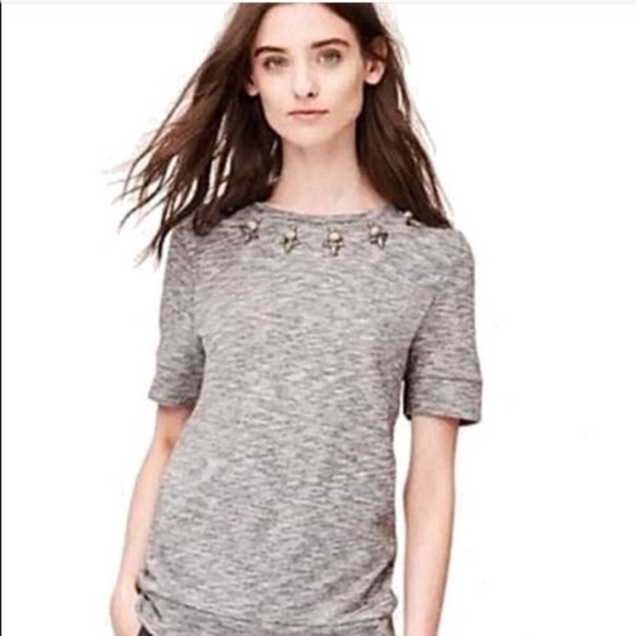 Loft Short Sleeve Rhinestone Collar Sweatshirt- Small - Picture 1 of 6